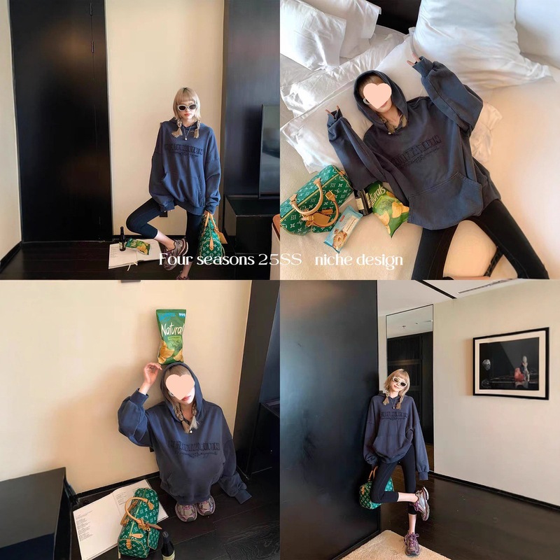 欧阳贴布刺绣连帽卫衣女秋季设计感小众慵懒宽松美式复古上衣|undefined