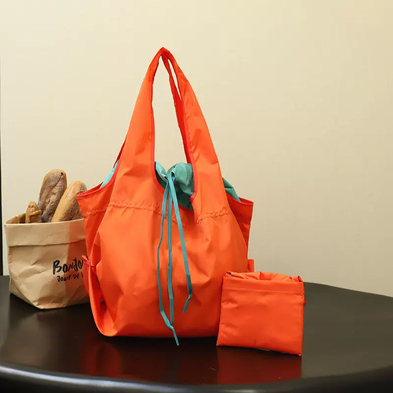 跨境新款可折叠购物袋超市环保收纳袋子时尚单肩包手提袋买菜包