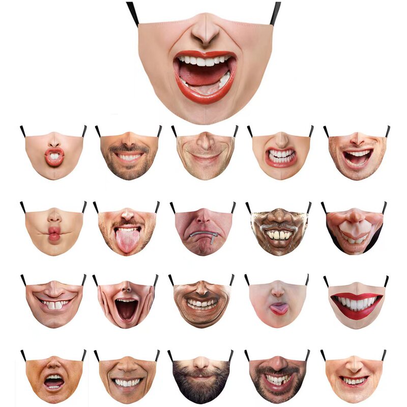 Personalized Funny Imitation Human Face Expression Printed Mask Mask Three-Dimensional Cotton Non-Disposable Warm Cross-Border Personalized Funny Imitation Human Face Expression Printed Mask Mask Three-Dimensional Cotton Non-Disposable Warm Cross-Border