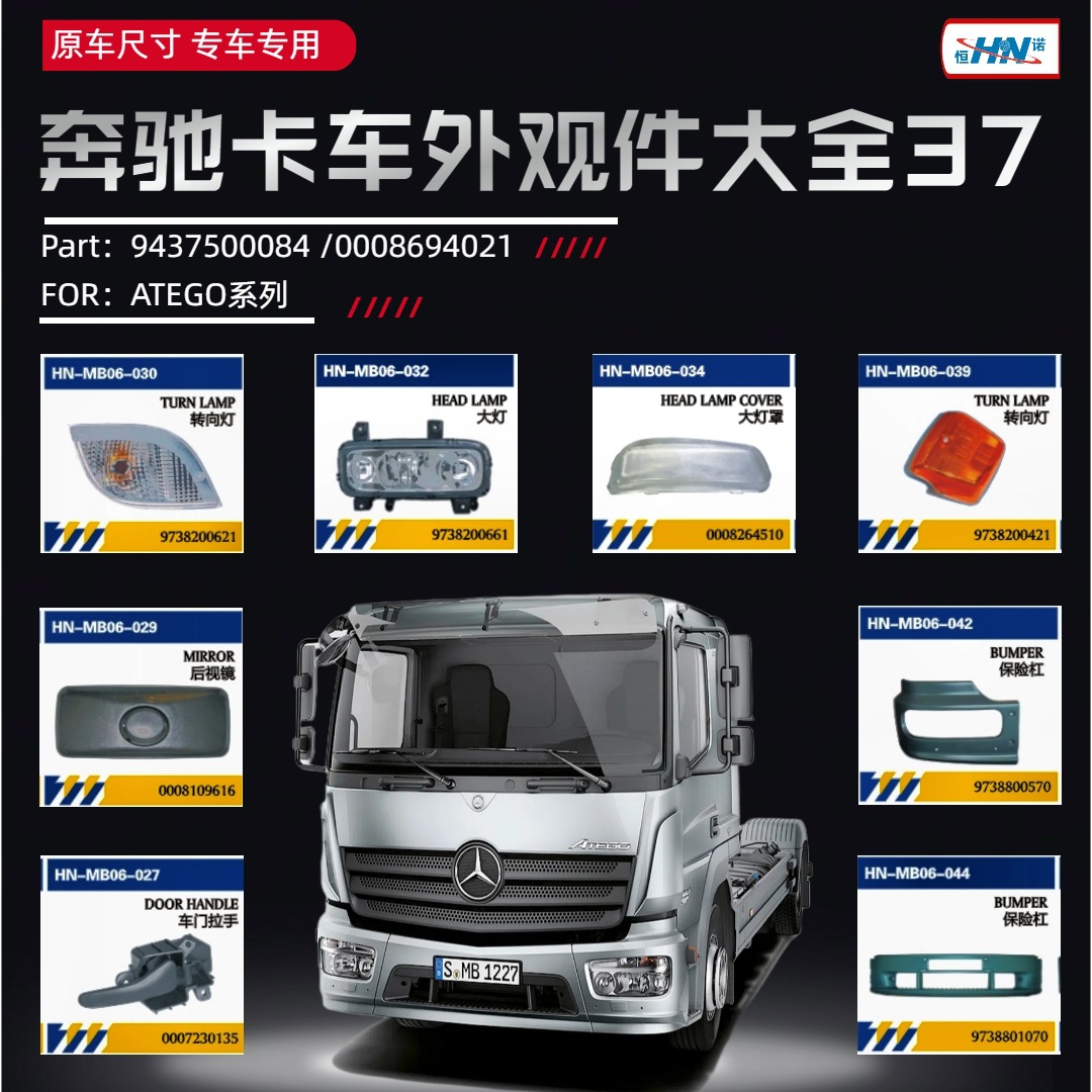 Para camiones Mercedes-Benz ATEGO faro / luz de dirección / campana de luz / parachoques / manija de puerta / espejo retrovisor