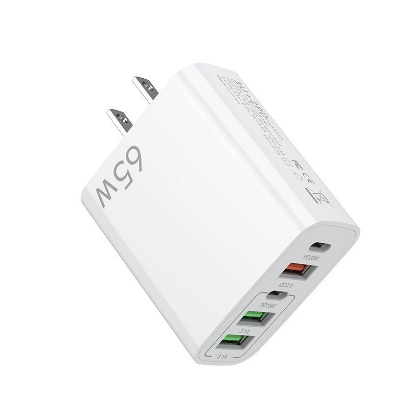 Многоразъемное зарядное устройство 65W, 3 USB + 2 PD быстрая зарядка, вилки EU/US/UK, черное или белое