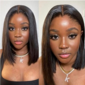 2024 Independent Website African Wig Middle Parted Black Burgundy Short Straight Hair Bobo Head Wig Wholesale