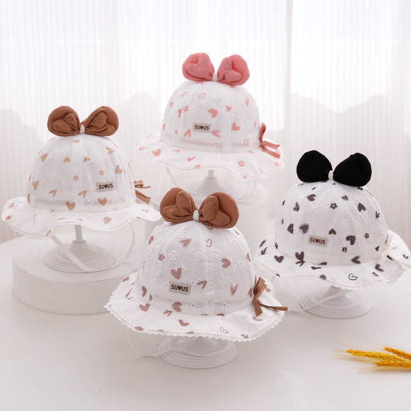 Sombreros de bebé de primavera y otoño delgados sombreros de pescadores de bebés lindos arcos sombreros de bebés sombreros de sombreros de niñas