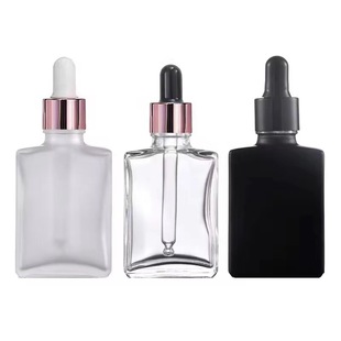 in stock 30ml50ml matte black flat square bottle matte black flat square oil bottle transparent matte dropper bottle