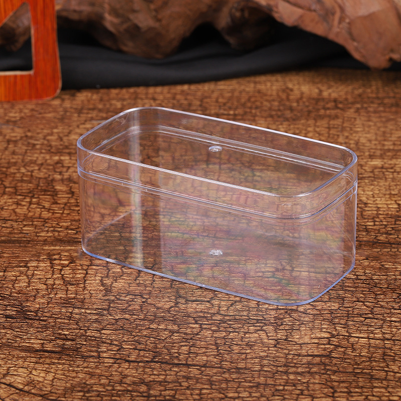 Caja transparente de plástico rectangular grado alimenticio PS galleta tuerca chocolate caja de dulces con tapa al por mayor