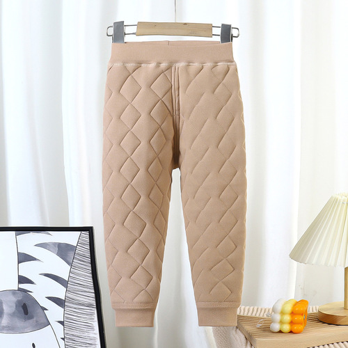 Winter New Children's Fleece-lined Warm Padded Silk-lined Pants with Hemming and Thickening, Unisex School Magic Warm Pants for Dropshipping