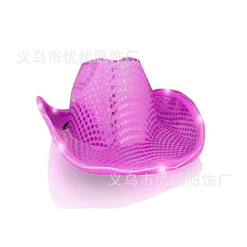 Purple lighted cowboy hat