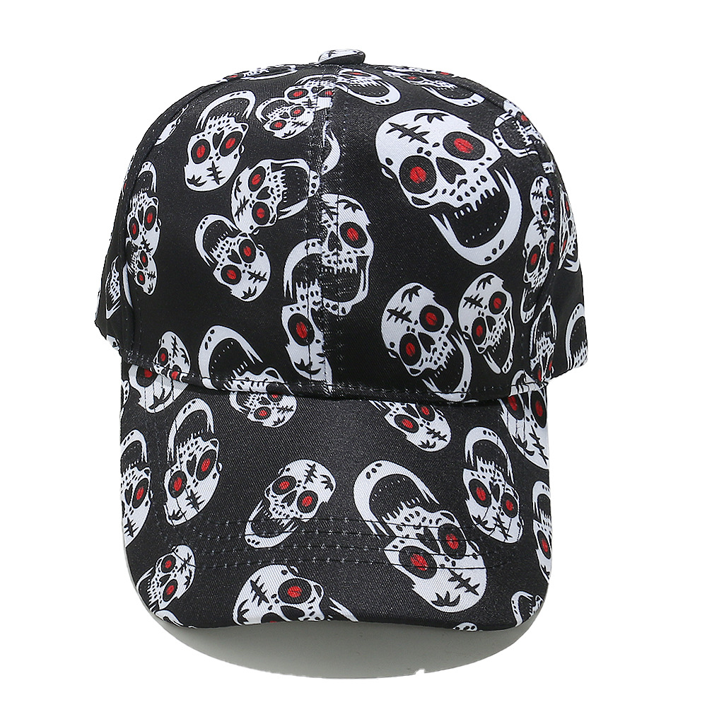 Halloween Festival Women's Exaggerated Punk Streetwear Skull Printing Curved Eaves Baseball Cap