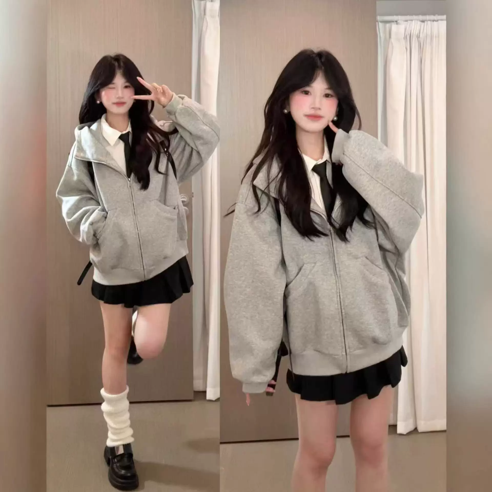 巨好看加绒连帽卫衣外套女春季小个子保暖宽松上衣运动休闲穿搭