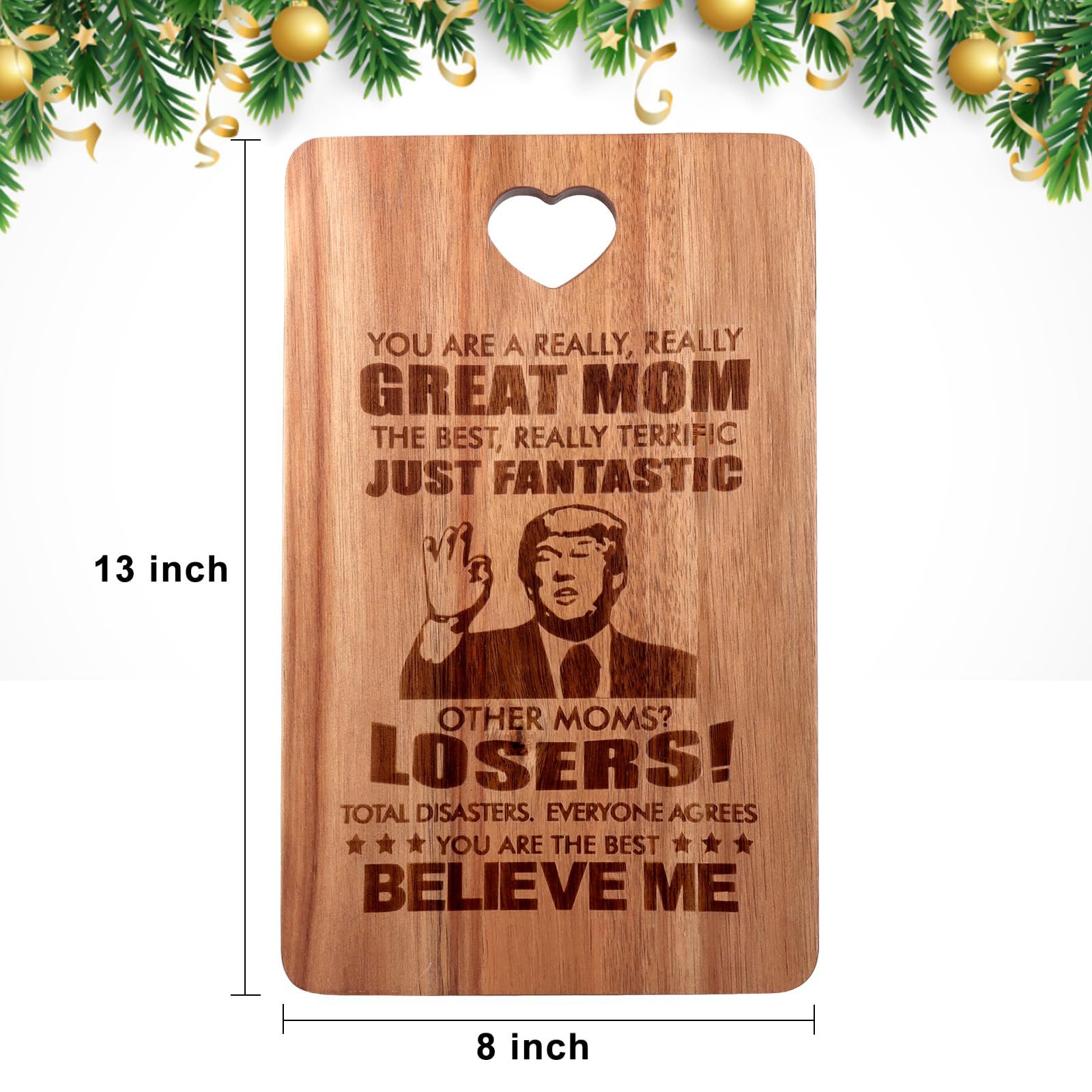 Tablero de Navidad de madera. Tabela de madera acacia esculpida única idea de regalo del día de la madre de Acción de Gracias Santa