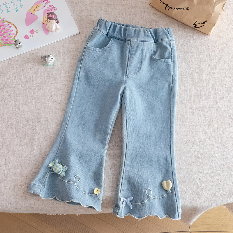 Girls' Jeans Spring and Autumn 2026 New Style Children's Spring Outfit Girls' Flared Pants Baby Girl Pants for Spring Outerwear