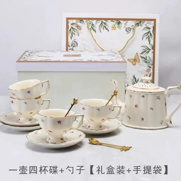 Blossoming a pot of four cups of dishes gift bags to send a spoon