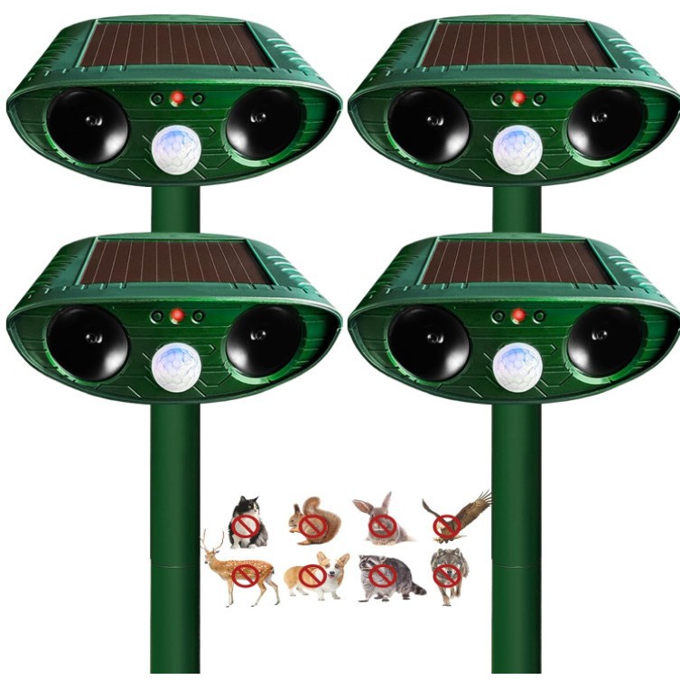 超声波红外感应驱鸟神器户外驱狗器太阳能供电LED爆闪动物驱赶器