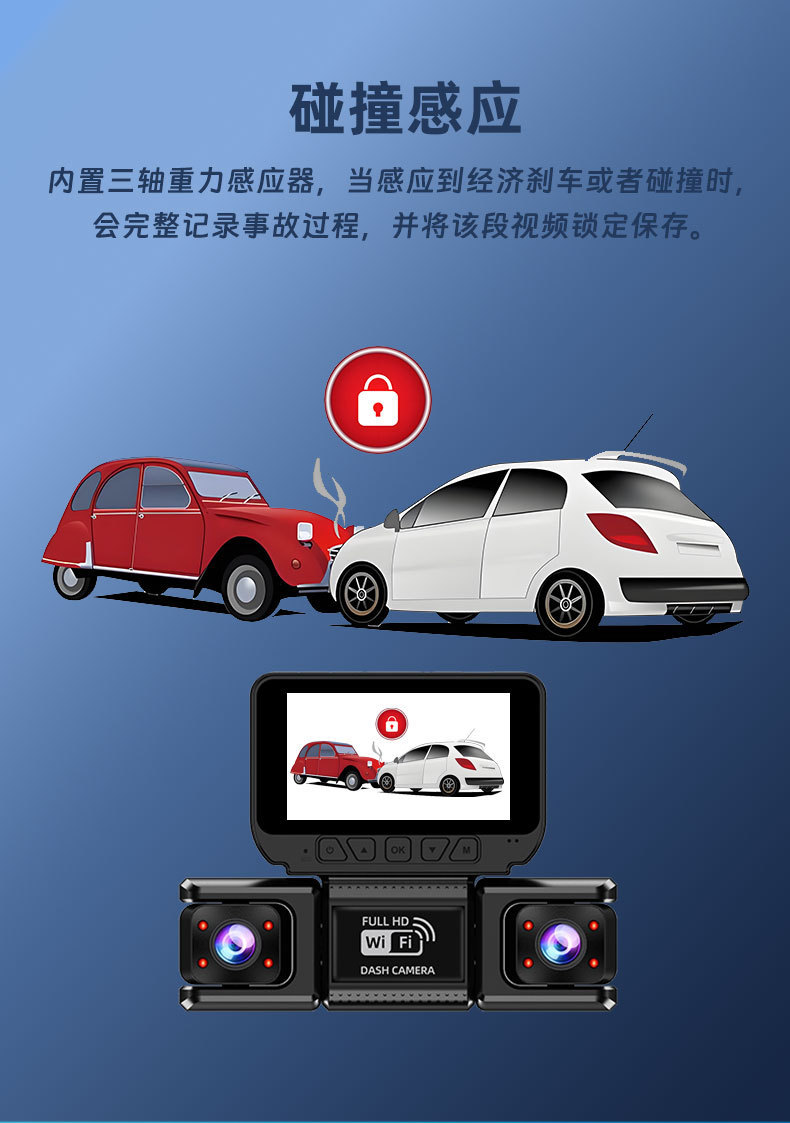 XC406 four-channel dashcam with front and rear dual recording plus four lenses for left and right blind spots, high-definition night vision and reversing image