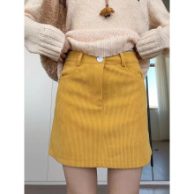韩系灯芯绒包臀裙女秋冬2025新款高腰a字短裙显瘦小个子半身裙子