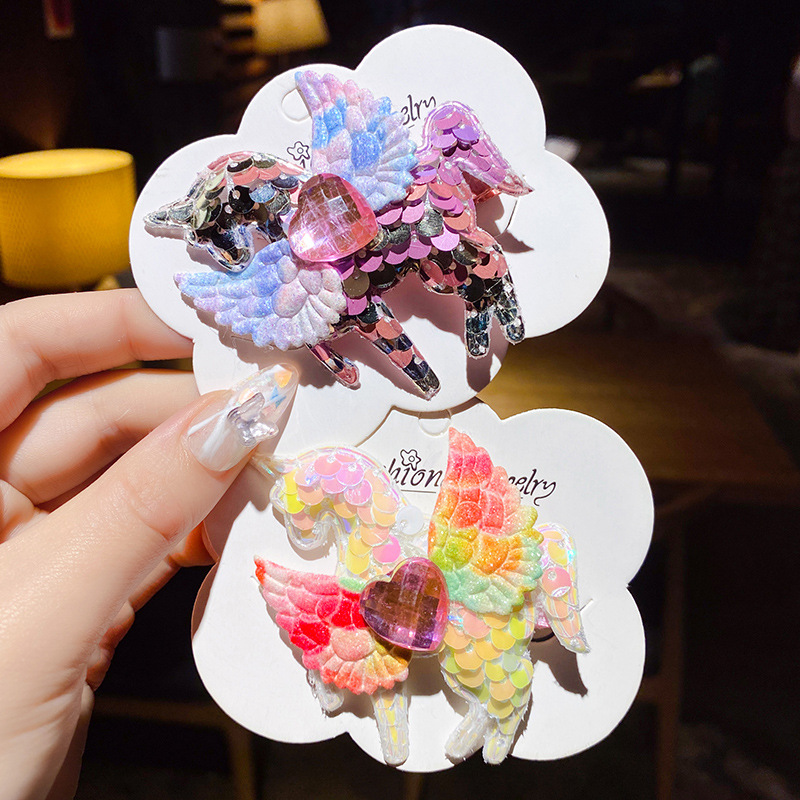 公主小女孩可爱亮片独角兽发夹韩国儿童刘海夹子头饰边夹发卡发饰