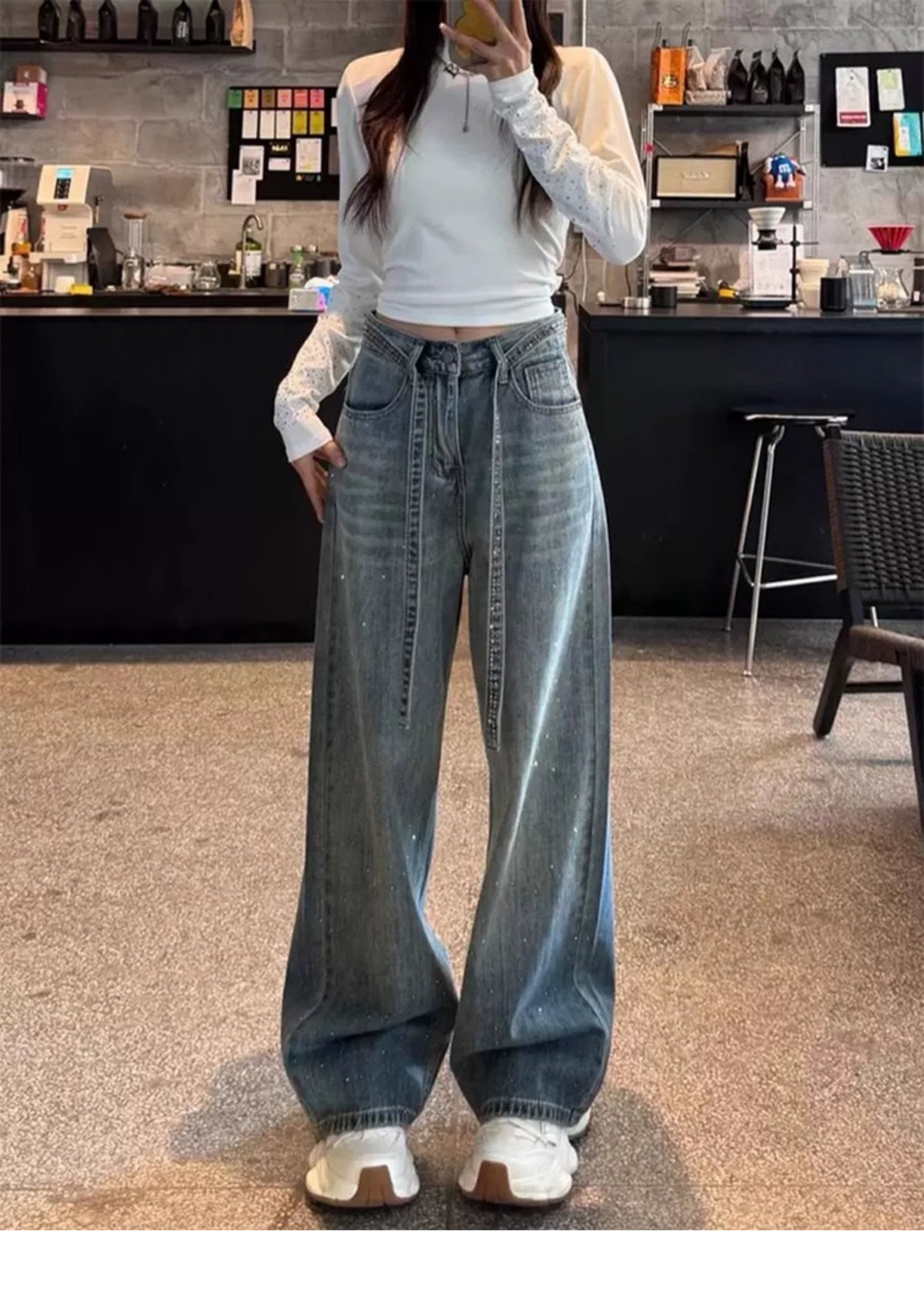 Jeans Hot Diamond con lacci di grandi dimensioni per donna 2025, nuovi pantaloni lunghi eleganti e dritti a gamba larga per ragazze grasse di grandi dimensioni_voghion.com