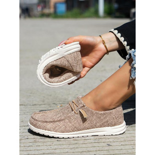 T 74176 Canvas cork insole slip on loafers ����ܛľЬ�|����