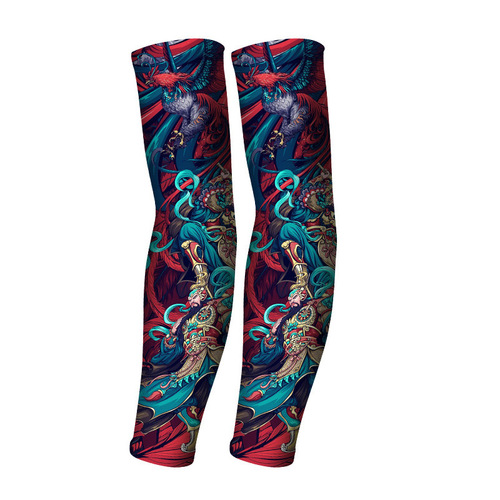 Ice silk tattoo sleeves for men in summer driving sun protection sleeves for women cycling arm sleeves ice sleeve flower arm sun protection gloves