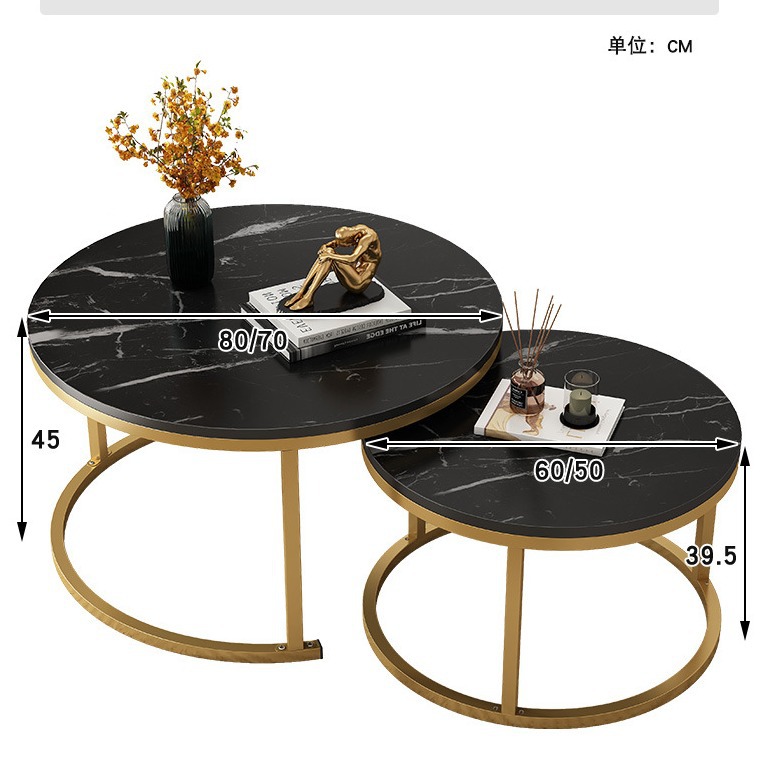 Mesa de té sala de estar pequeña casa de lujo ligera combinación retráctil sofá lado de salón balcón simple mesa redonda