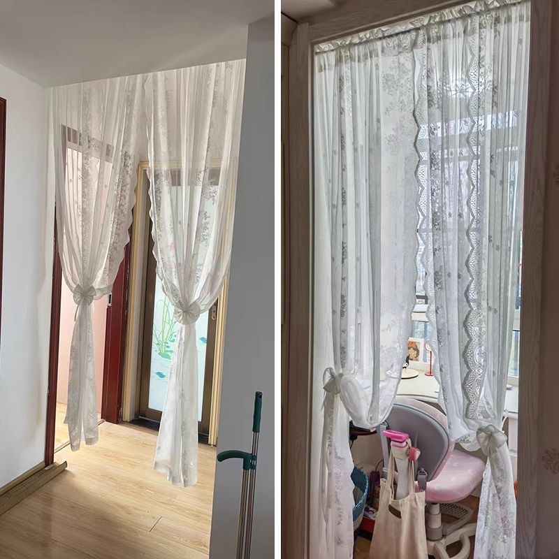 Biela čipkovaná záclona do spálne a kuchyne na suchý zips_voghion.com