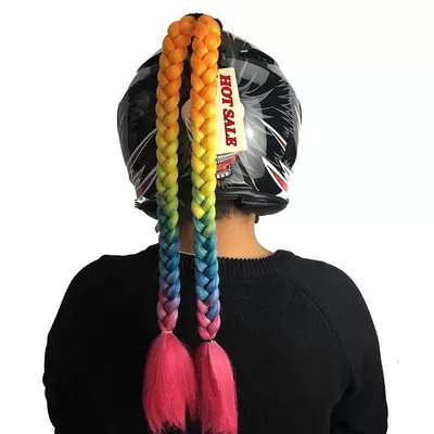 Motosiklet dəbilqələri Double Thick Ponytail Decoration - rainbow-color-stitching