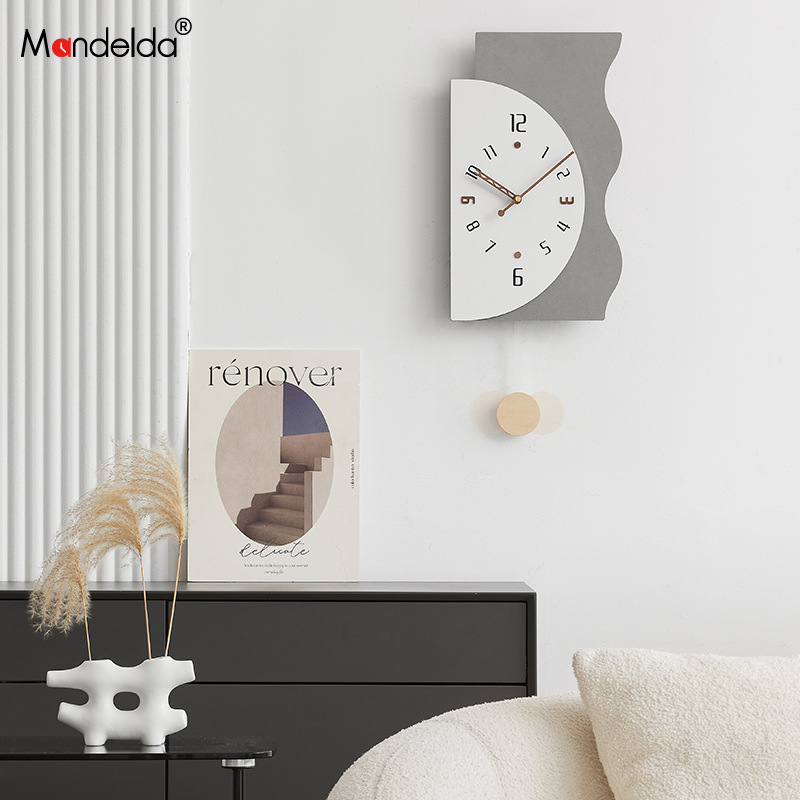 Mandelda Punch-free Clock Wall Clock Living Room Modern Simple Atmosphere Internet Celebrity Restaurant Decoration Clock