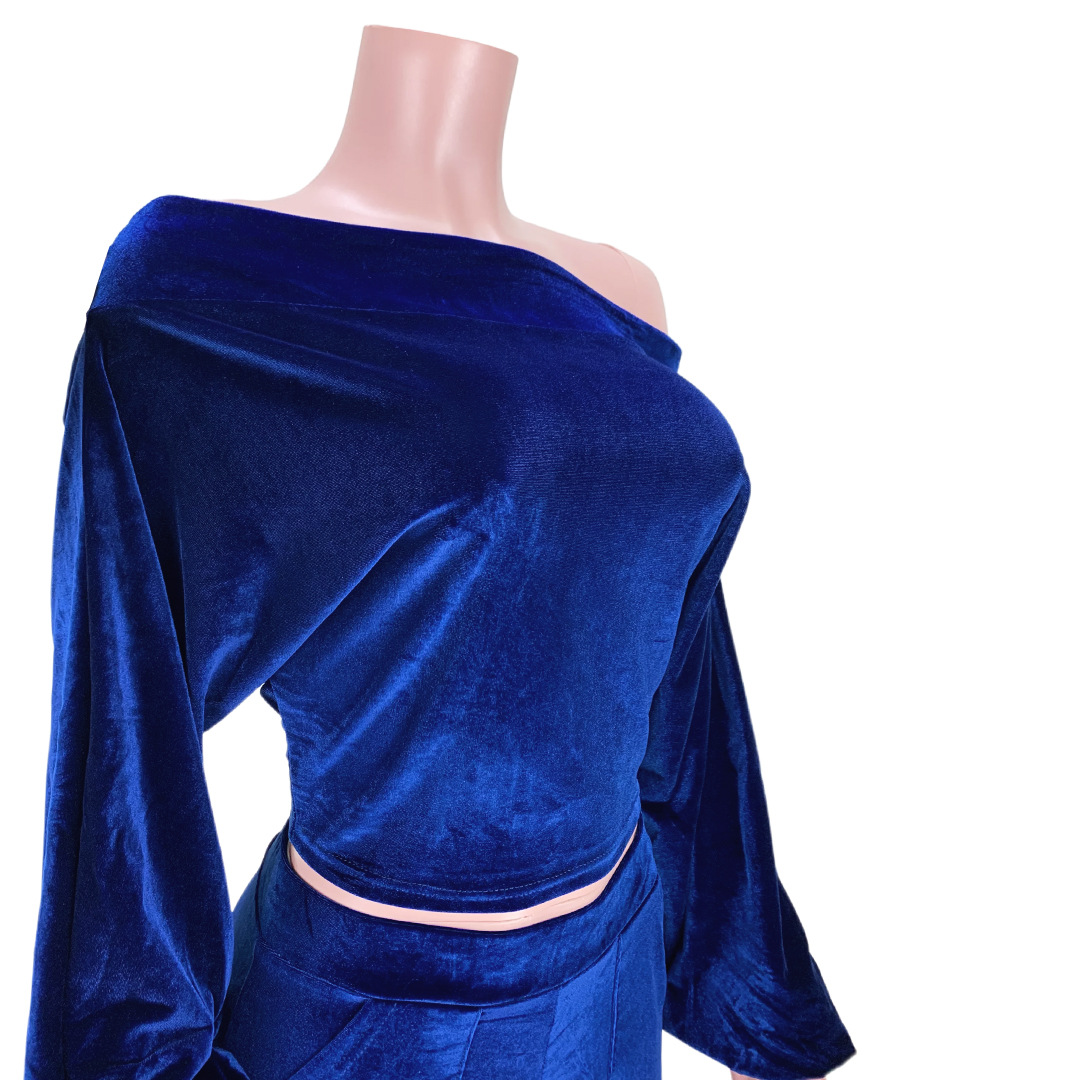 Completo pantalone donna per discoteca monospalla maniche a lanterna_voghion.com