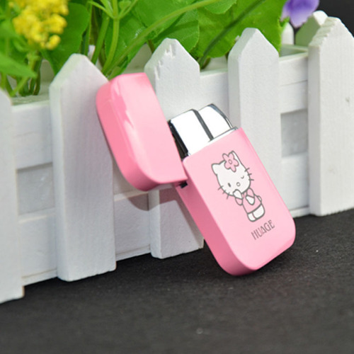 Pink Cute Cartoon KT Cat Lighter Metal Windproof Red Hot Ultra-Slim Electronic Inflate Women's Exclusive Lighter