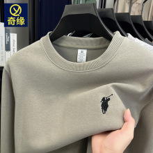 520克重磅棉卫衣男圆领2025秋季新款休闲宽松刺绣长袖男士打底衫