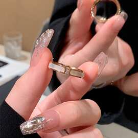 韩式轻奢白色贝母戒指女小众简约冷淡风指环时尚气质感食指戒手饰