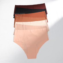 欧美无痕冰丝内裤女士大码中腰纯棉裆透气孕妇速干三角裤女随意裁