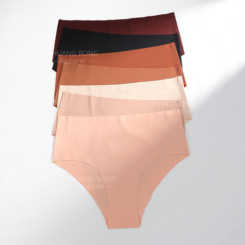 European and American seamless ice silk underwear for women large size mid-waist pure cotton crotch breathable maternity quick-drying briefs for women casually cut