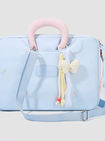 Soft misty milky yellow fresh bow embroidered crossbody bag for women, perfect for sweet and energetic girls to shop and take photos with