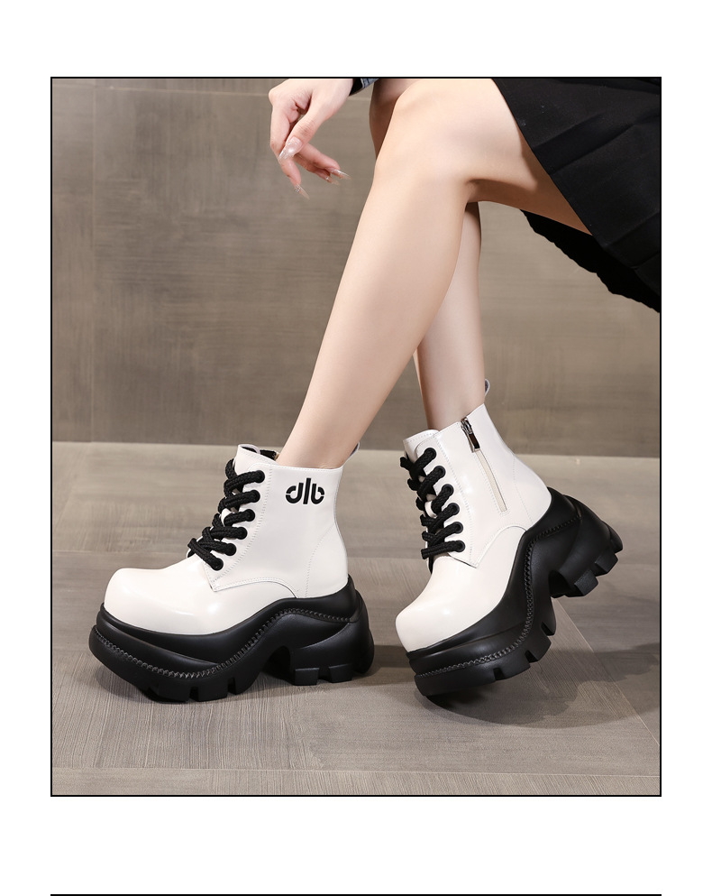 Boot nữ cổ cao đế dày platform 9cm, phong cách martin — màu đen chi tiết 14