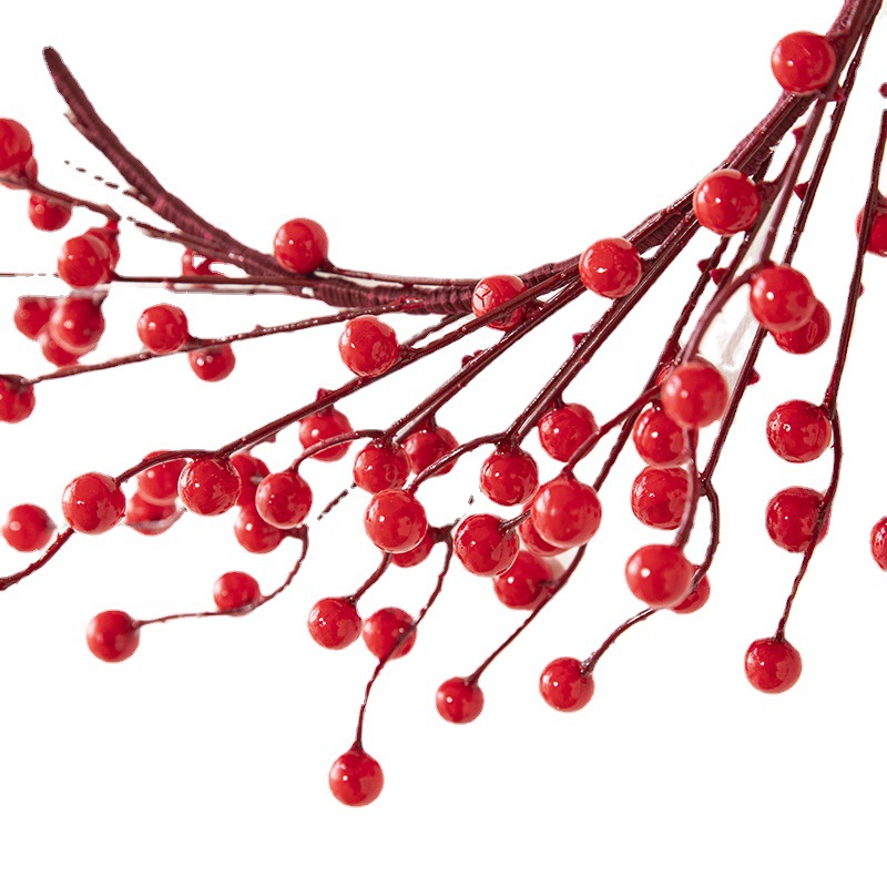 Decoraciones de Navidad baya roja Garland ratán anillo de ratán decoración de Año Nuevo puerta y ventana colgante diseño de vacaciones
