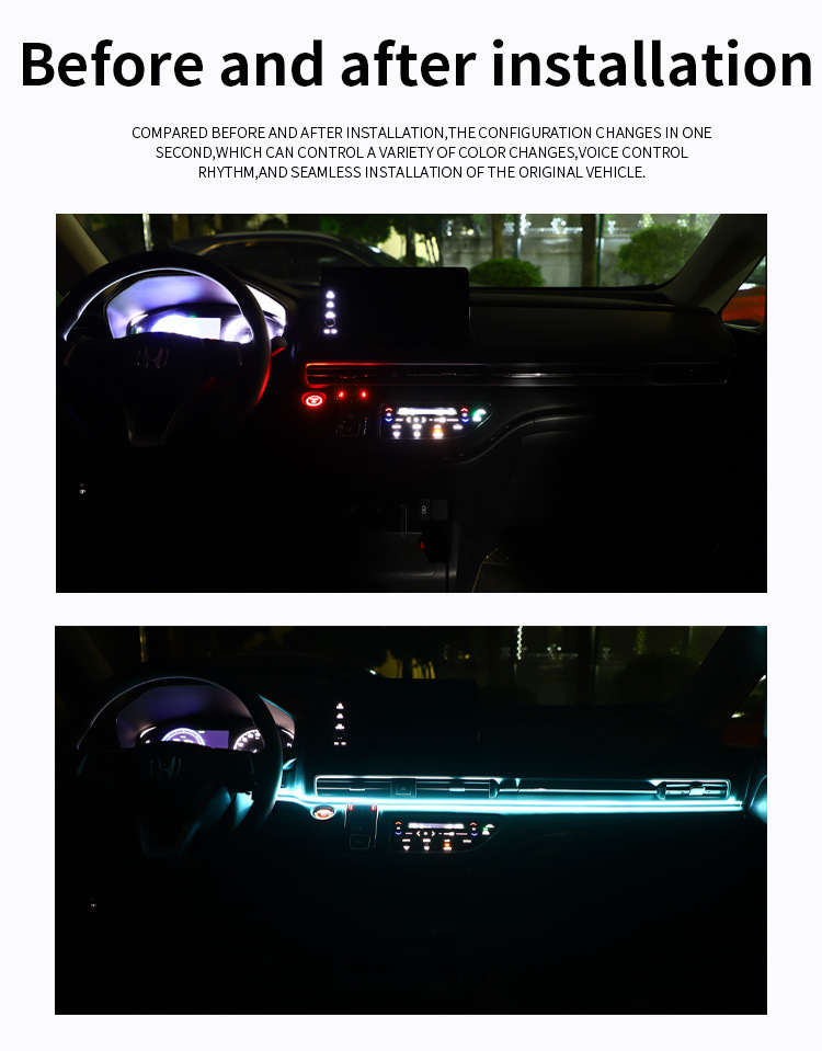Car central control atmosphere lamp magic color modified LED acrylic atmosphere lamp USB installation-free running water decorative lamp