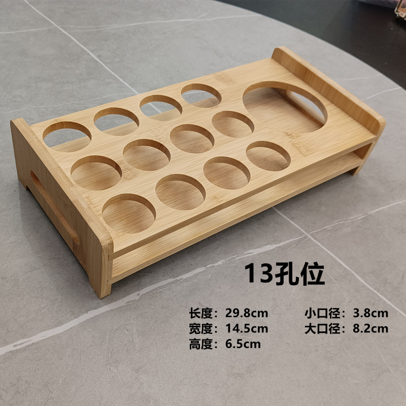 Vaso de licor de bambú divididor de licor estante de bala un soporte de tazas de bambú y madera estante de almacenamiento de tazas de licor pequeño soporte de tazas de licor