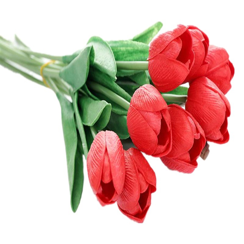 Dufu simulación mini tulipán falso flor casa sala de estar decoración arreglo floral material sensación PU decoración de la boda