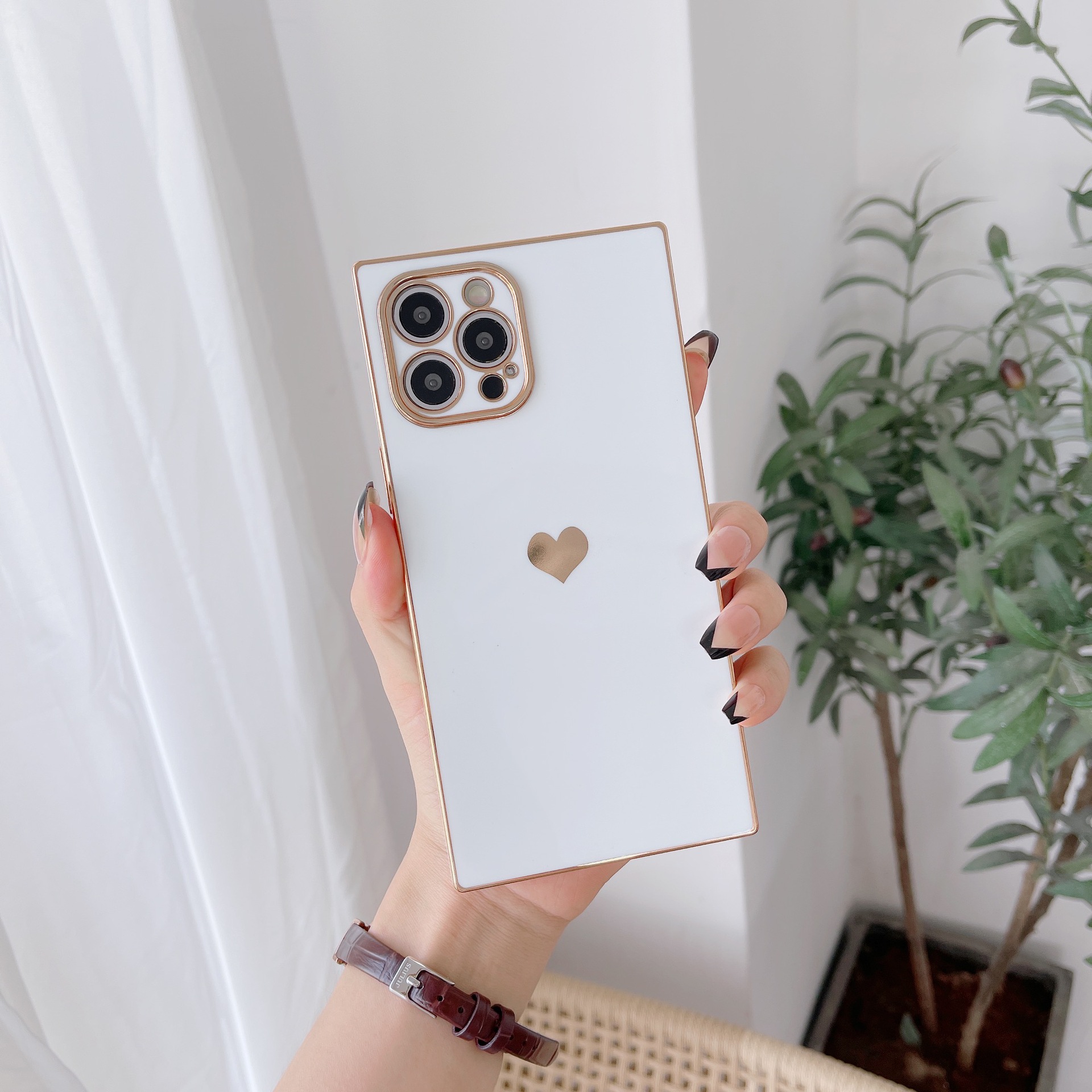 Solid Color Square Heart Mobile Phone Protective Cover Wholesale Nihaojewelry display picture 10