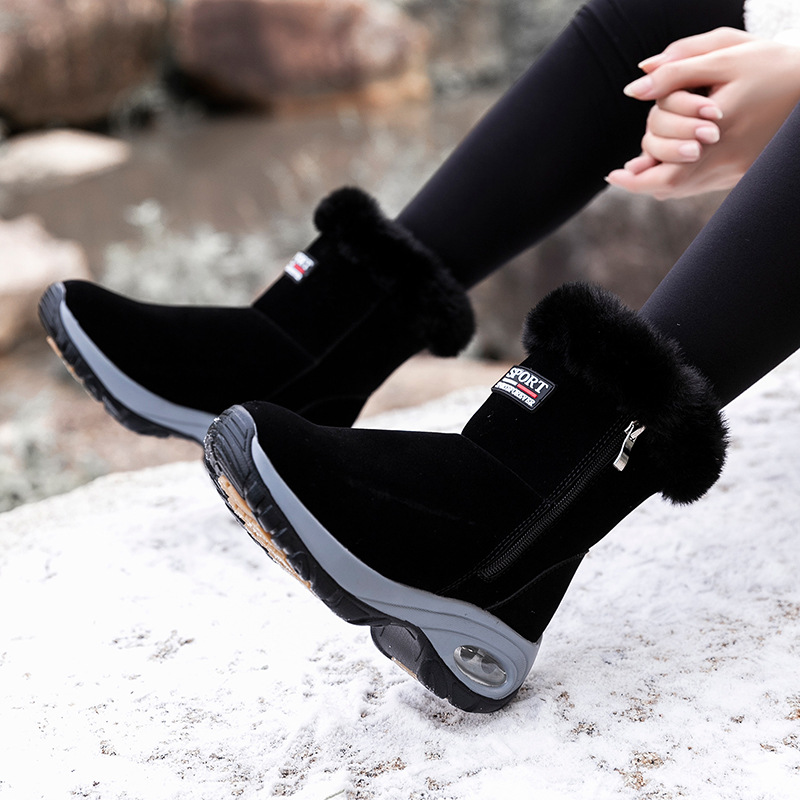 Invierno transfronterizo de mujer con botas de nieve cálidas con cremallera de comercio exterior botas de algodón botas de algodón zapatos de mujer al aire libre