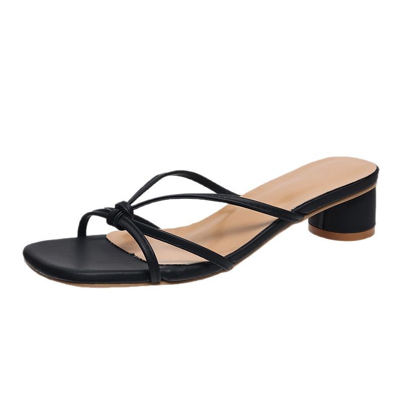 New Women's Elegant Low Heel Sandals Square Toe Plus Size Chunky Heel Summer Wear Fairy Style_vogvips.com