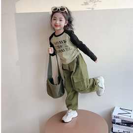 女童套装春秋款2025新款洋气时髦女孩秋季衣服儿童秋装工装两件套
