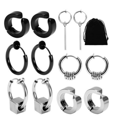 Chengyu Jewelry Orecchini a bottone magnetici da uomo non forati con zirconi a croce, alla moda giapponese e coreana_voghion.com