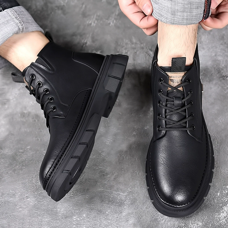 Martens, trend keep warm high non-slip shoes English style, boots, genuine leather, soft sole