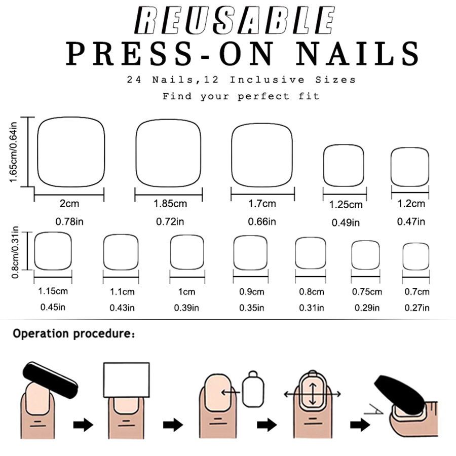 Short bright French toenail combination fresh fashion nail patch Europe and the United States foreign trade 48 24 x 2_voghion.com