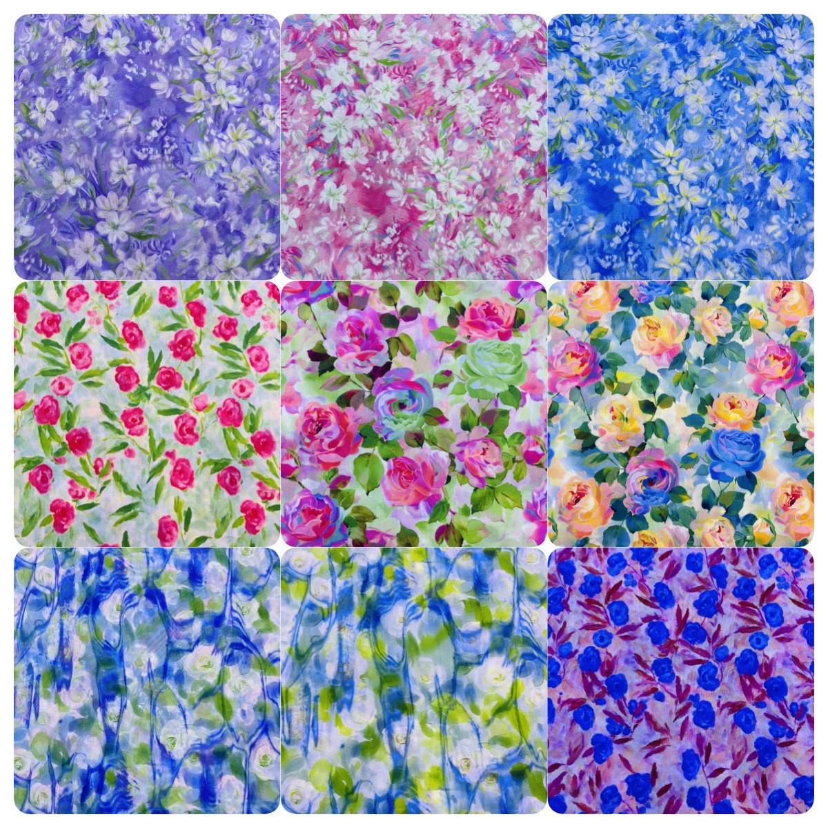 田园玫瑰数码直喷印花布 全棉60支高密府绸印花 童装女装服装面料