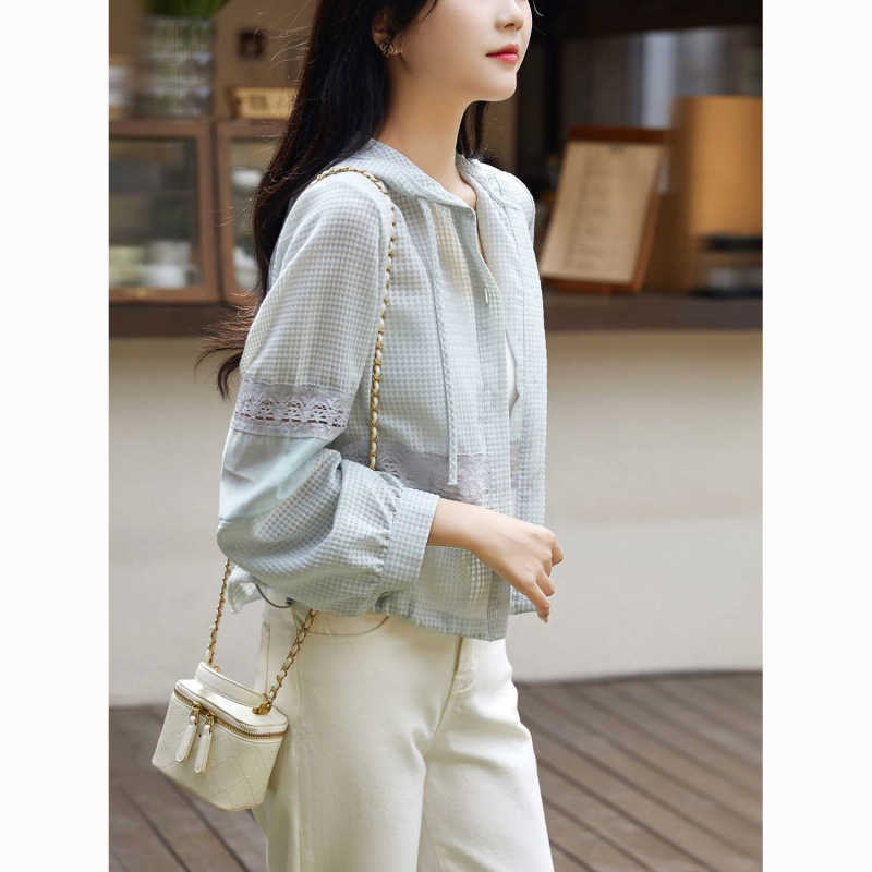 カジュアルフード付き薄手コート夏の新しい空調シャツ小さな香りの多用途日焼け止め服女性のアウタートップ|undefined