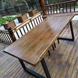 北欧实木餐桌长方形茶桌铁艺复古长桌loft工业风办公会议桌大桌子