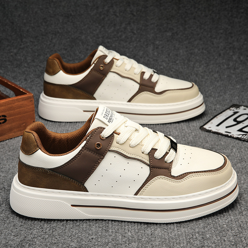 Men's White Casual Trainers Comfortable Lightweight Flat Shoes_voghion.com